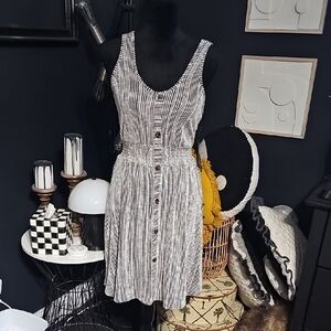 Caution To The Wind Black and White Striped Midi Dress